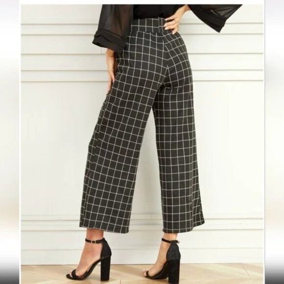 J. Jill Black Check Pleated Full Leg Cropped Ponte Pant Size XS - Picture 3 of 13